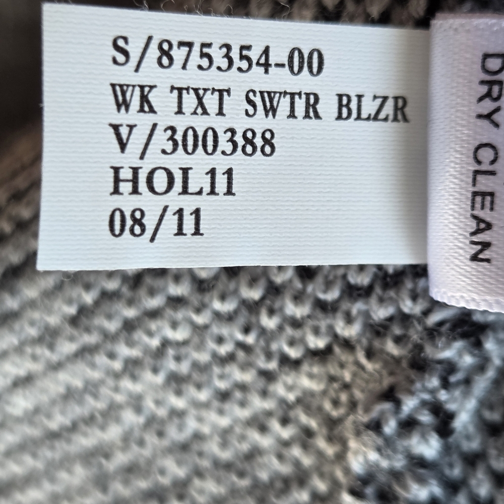 Banana Republic Merino Wool Sweater Blazer M Grey Black Trim Academia Preppy - Picture 10 of 10